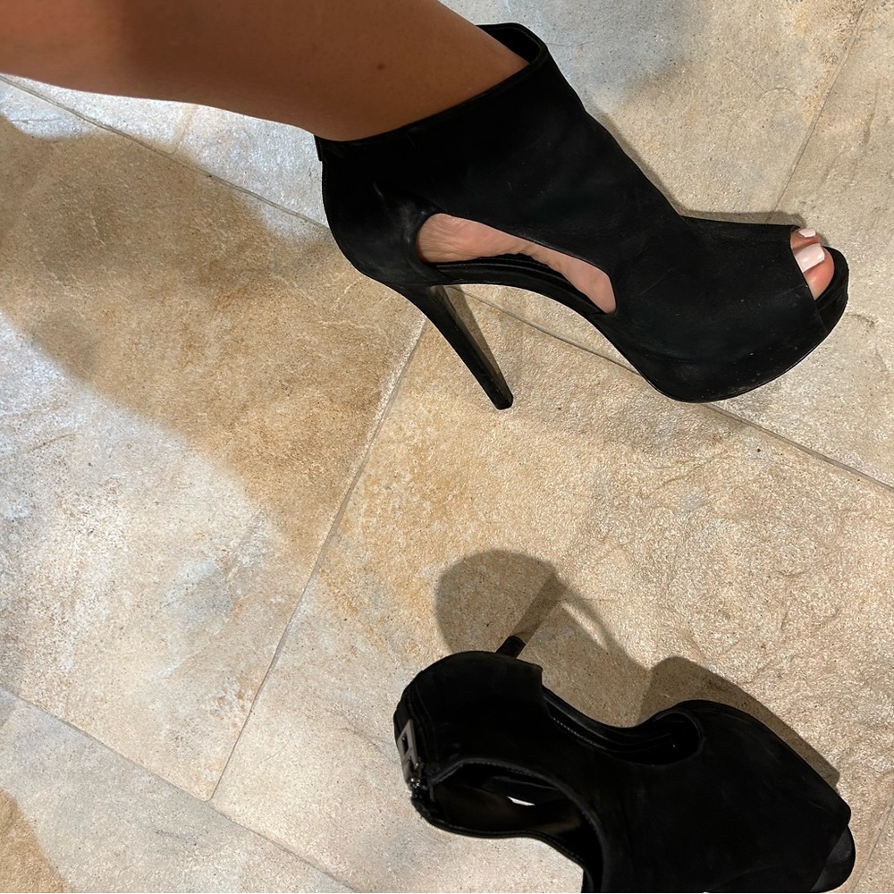 Schutz Suede Booties with cut-outs